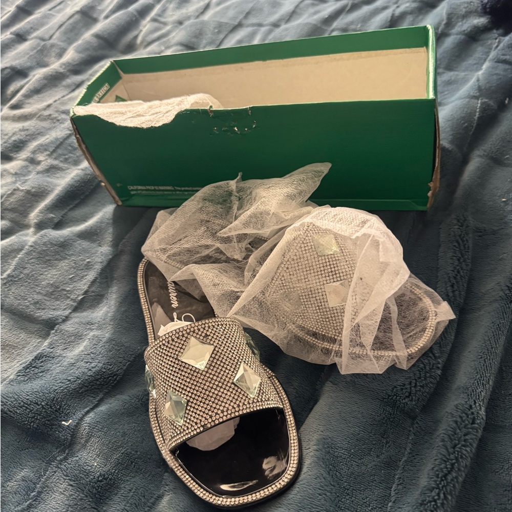 Sparkly Silver Slip-On Shoes